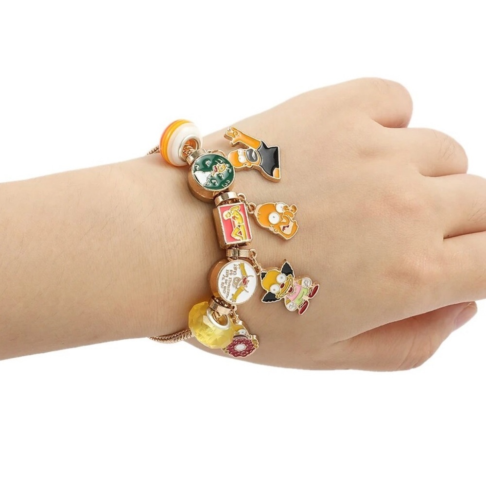 Gold Plated The Simpsons Character Homer Charm Bracelet - Picture 3 of 6